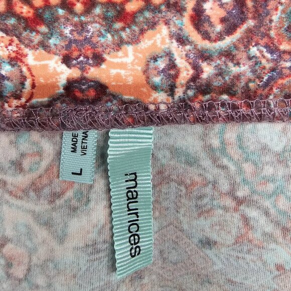 Maurices Pink Blue Boho Asymmetrical Midi Skirt Festival L - Picture 7 of 8